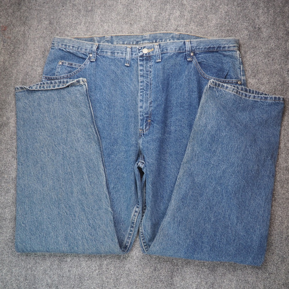 Wrangler Jeans Mens 44x32 Five Star Relaxed Fit Blue Denim 97601VR Western Work
